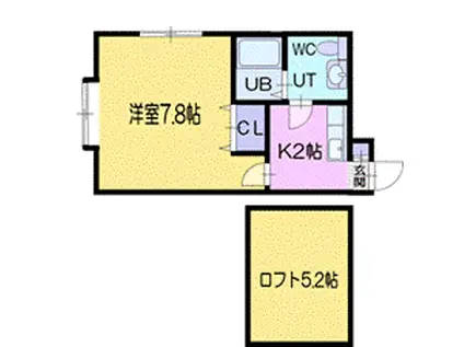 クレステッドビジョン(1K/1階)の間取り写真