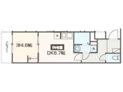 メルディアレジデンス梅屋敷(1DK/4階)の間取り写真