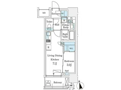 SEASON FLATS浅草六丁目(1DK/5階)の間取り写真