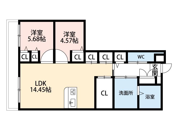リバーサイド東洋(2LDK/2階)の間取り写真
