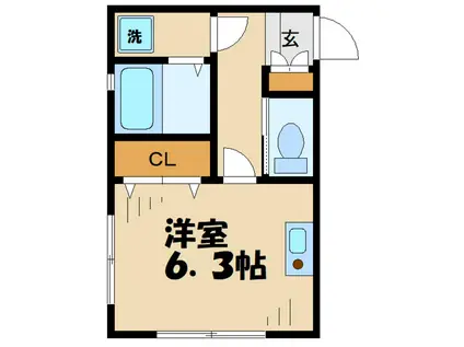 小田急線 梅ケ丘駅 徒歩6分 3階建 築10年(ワンルーム/1階)の間取り写真