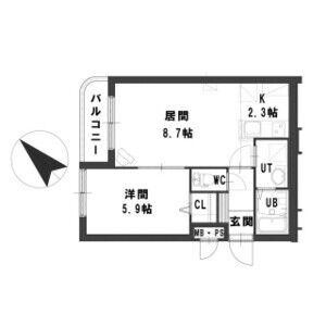 グランメール南郷東(1LDK/2階)の間取り写真