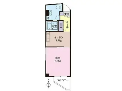 プレミールS(ワンルーム/3階)の間取り写真