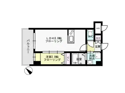 アルティザ平尾(1LDK/4階)の間取り写真