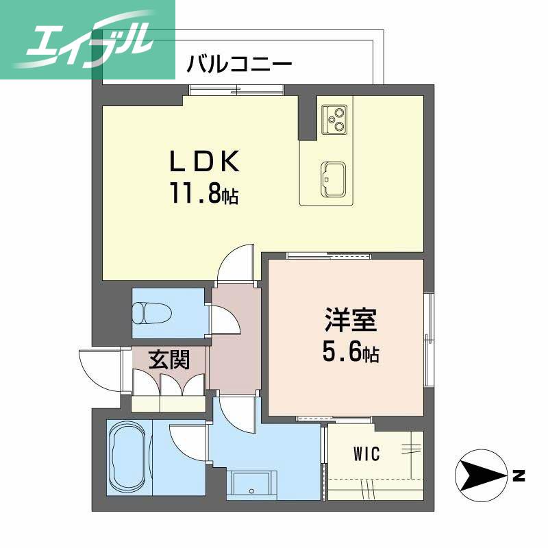 ＪＲ山陽本線 岡山駅 徒歩10分 2階建 新築(1LDK/2階)の間取り写真