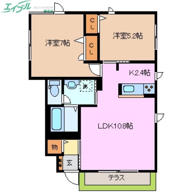 JOUR(2LDK/1階)の間取り写真