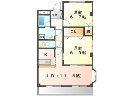 プティエシャトー(2LDK/2階)の間取り写真