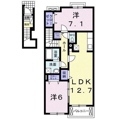 エテルノ・カーサ(2LDK/2階)の間取り写真