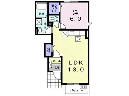 センパフローレンスI(1LDK/1階)の間取り写真
