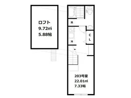 アプロ千鳥町(ワンルーム/2階)の間取り写真