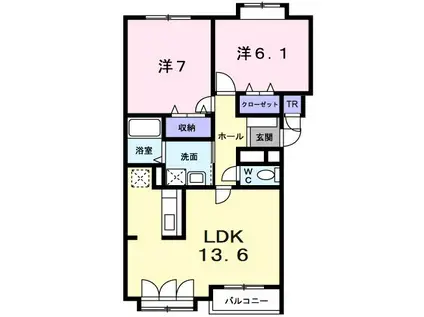スールアスセーナ(2LDK/1階)の間取り写真