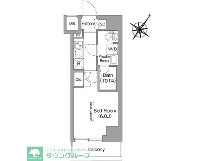 コンフォリア・リヴ横浜阪東橋(1K/2階)の間取り写真