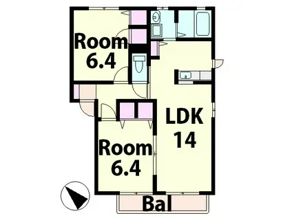 コデン88 A棟(2LDK/1階)の間取り写真