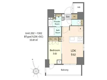 ALIVIS十条(1LDK/9階)の間取り写真