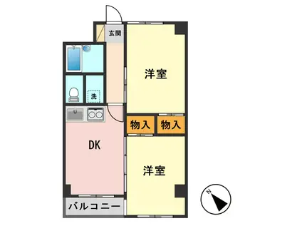 グローリア初穂新小岩(2DK/6階)の間取り写真