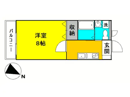 スカイヒルズ勝浦(1K/2階)の間取り写真