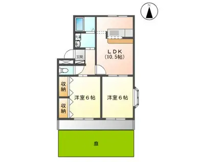 エヌビーハイツ(2LDK/1階)の間取り写真