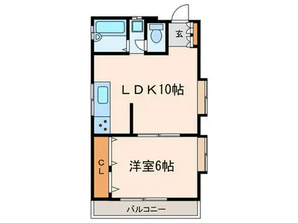 セシリア奥沢(1LDK/1階)の間取り写真