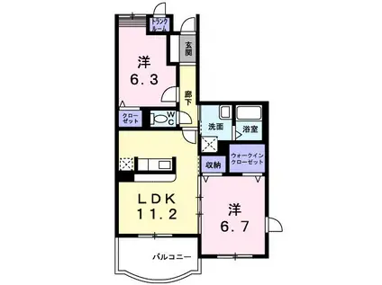 ハミングスクエアA(2LDK/1階)の間取り写真