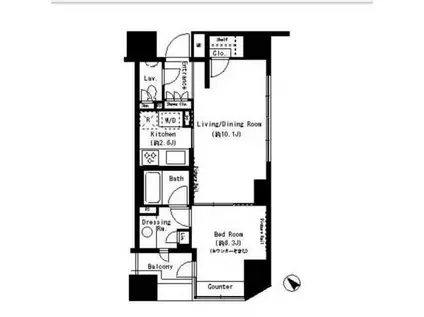 パークアクシス溜池山王(1LDK/9階)の間取り写真