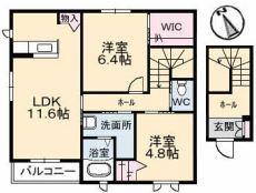 シャーメゾン彩(2LDK/2階)の間取り写真