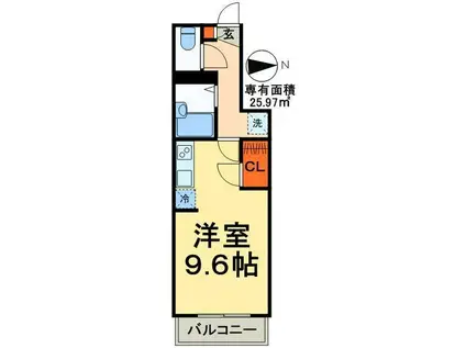 グリーンパレス(1K/1階)の間取り写真