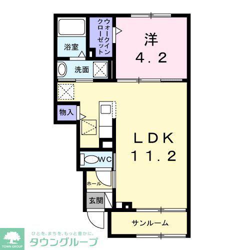 シーブルーム(1LDK/1階)の間取り写真