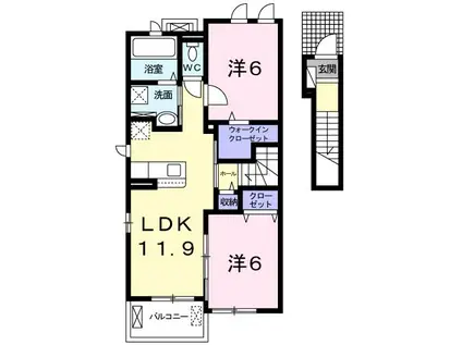 アンジュ ベル I(2LDK/2階)の間取り写真