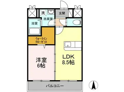 ティアレ高坂(1LDK/3階)の間取り写真