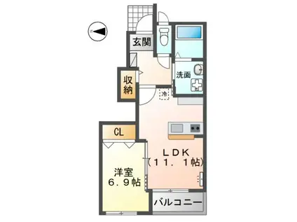 サファイアA(1LDK/1階)の間取り写真