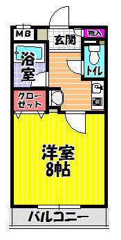 プロスパーハイツ古市(1K/1階)の間取り写真