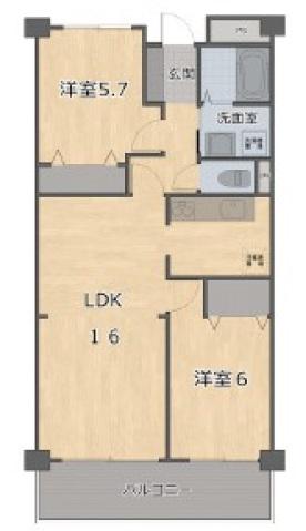 シャンドフルール(2LDK/3階)の間取り写真