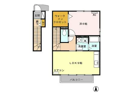 モナリエコート A(1LDK/2階)の間取り写真