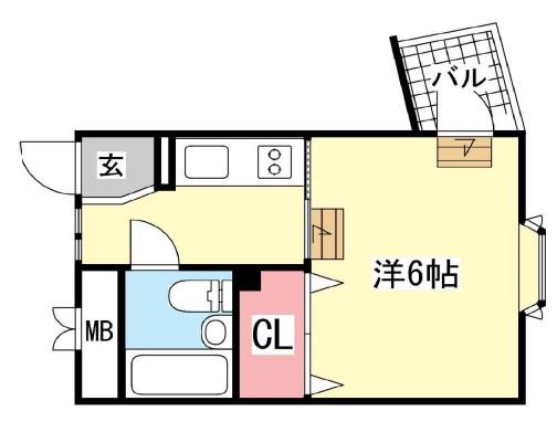 北野ハウス(1K/1階)の間取り写真