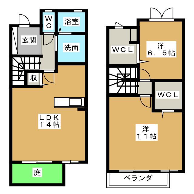 パークプレッソ A棟(2LDK/1階)の間取り写真