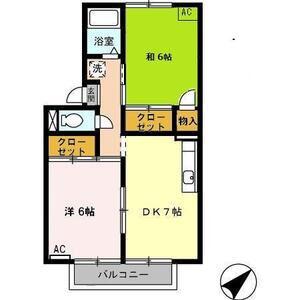 大山田ハイツ(2DK/1階)の間取り写真