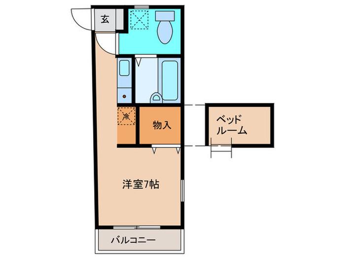 アパートメント・スクエア3番館(ワンルーム/2階)の間取り写真