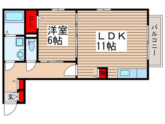 ベルデュール(1LDK/2階)の間取り写真