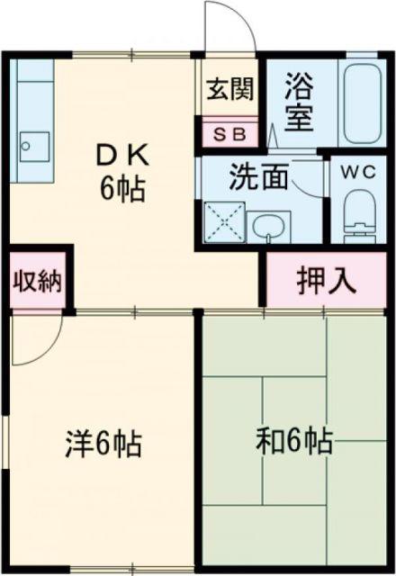 セジュール対中(2DK/1階)の間取り写真