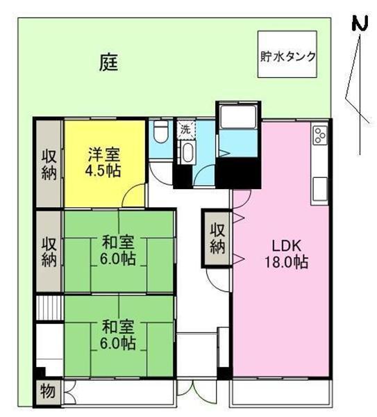 さくら番町ハウス1階(3LDK/1階)の間取り写真