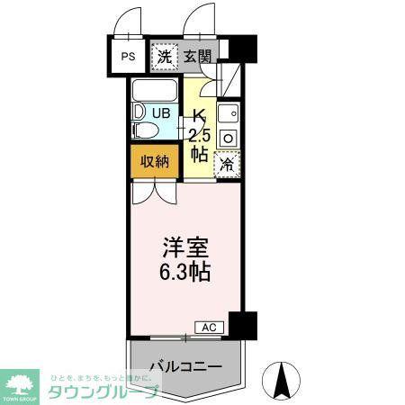ジュネス西生田(1K/4階)の間取り写真