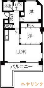 コスモハイツ(2LDK/2階)の間取り写真