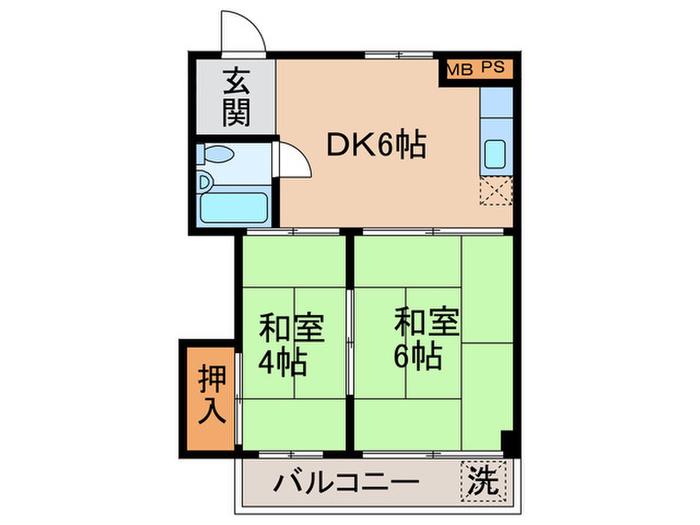 ビルダスコーポ(2DK/2階)の間取り写真