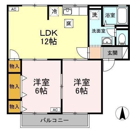 セジュールMK(2LDK/1階)の間取り写真