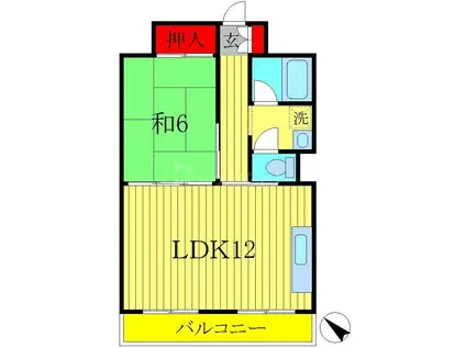 山口マンション(1LDK/3階)の間取り写真
