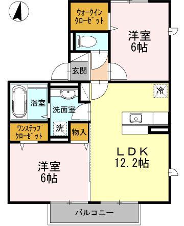 ソレイユ鈴の宮(2LDK/2階)の間取り写真