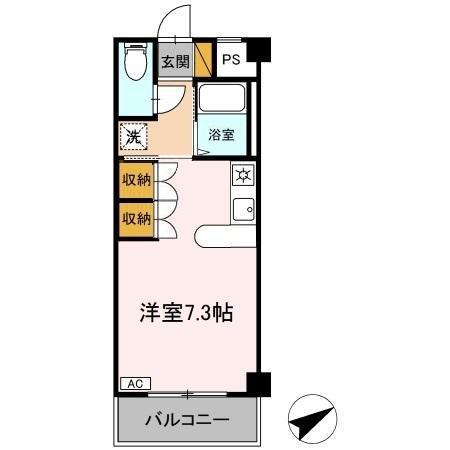 ハイムカメリア(ワンルーム/2階)の間取り写真