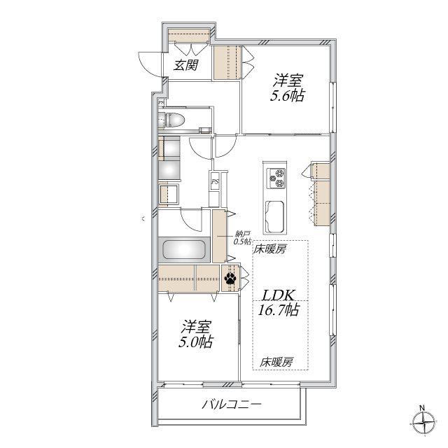 マウロア碑文谷(2LDK/2階)の間取り写真