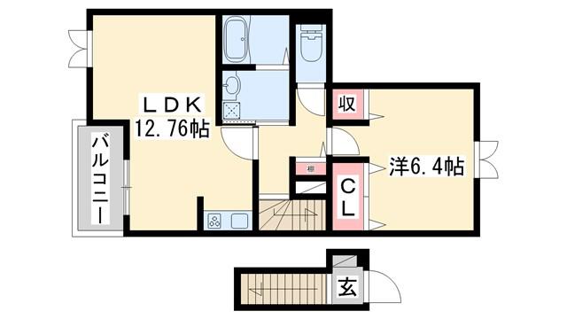 ブリック フェアリー(1LDK/2階)の間取り写真