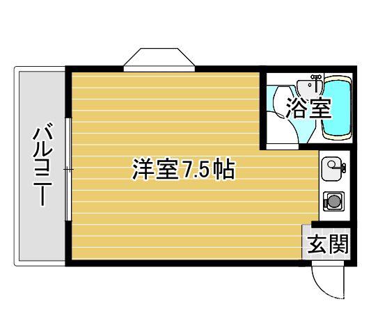 比枝コーポラス徳庵(ワンルーム/3階)の間取り写真